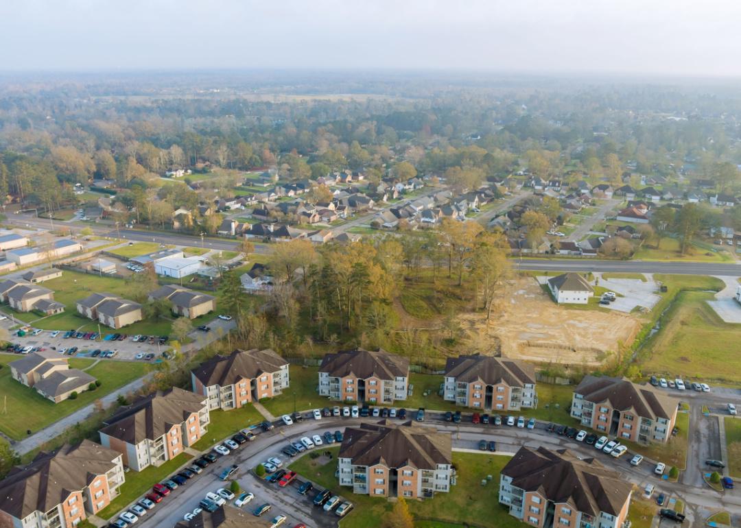 Aerial view of housing in Denham Springs.