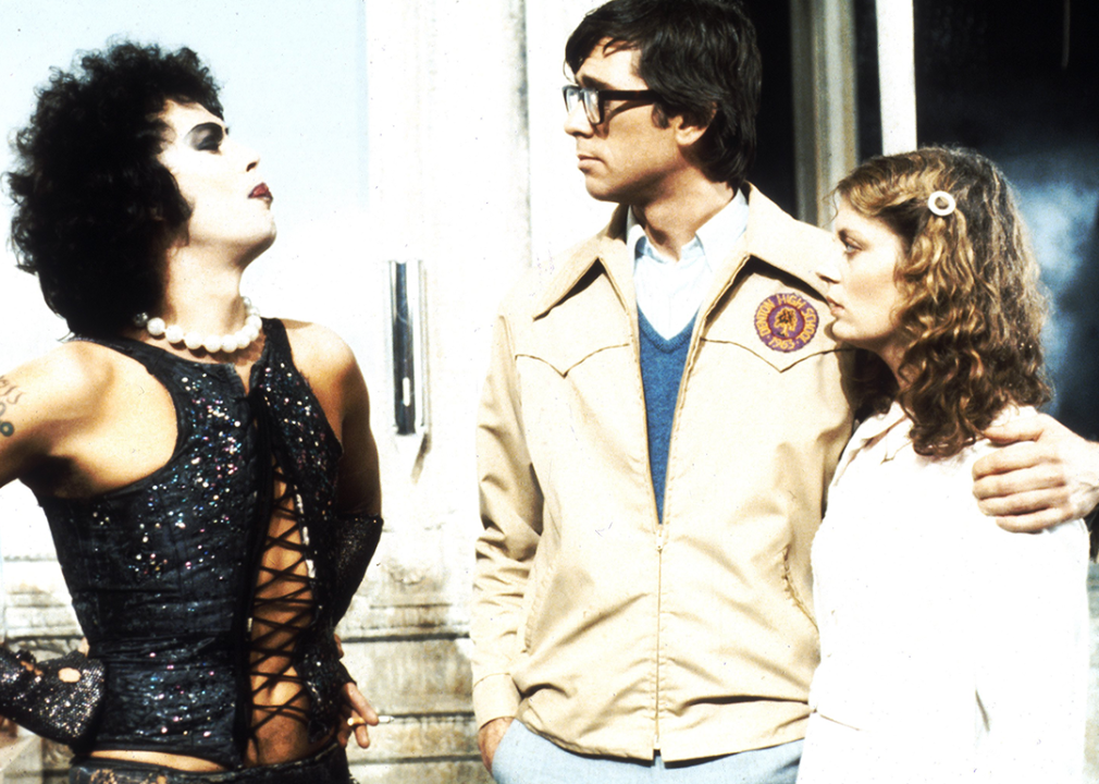 Tim Curry, Barry Bostwick, and Susan Sarandon in scene from ‘The Rocky Horror Picture Show’.