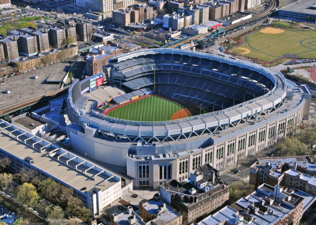 Aerial images of Yankee Stadium and surrounding buildings