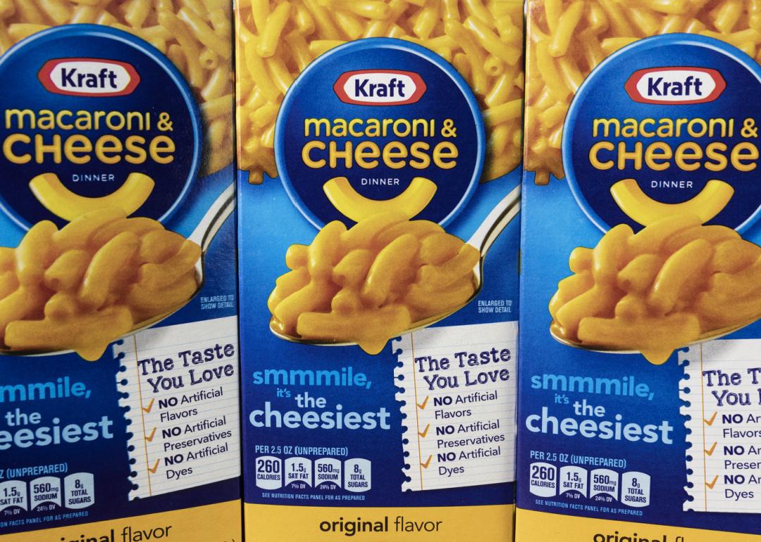 Kraft Macaroni and Cheese display.