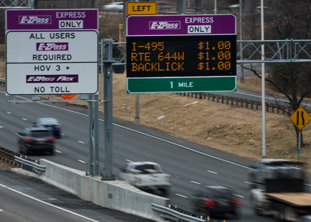 Elevated view of HOV Toll lanes