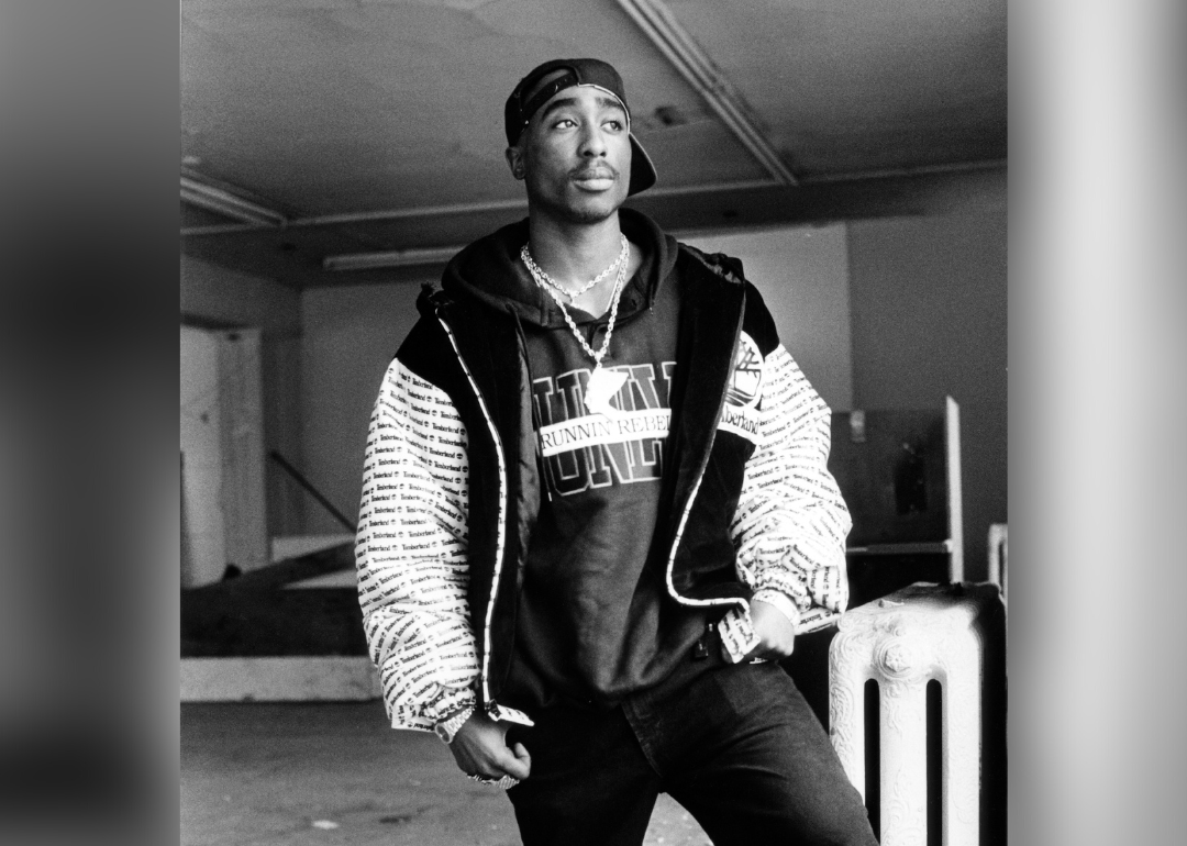 Tupac Shakur poses for a portrait.