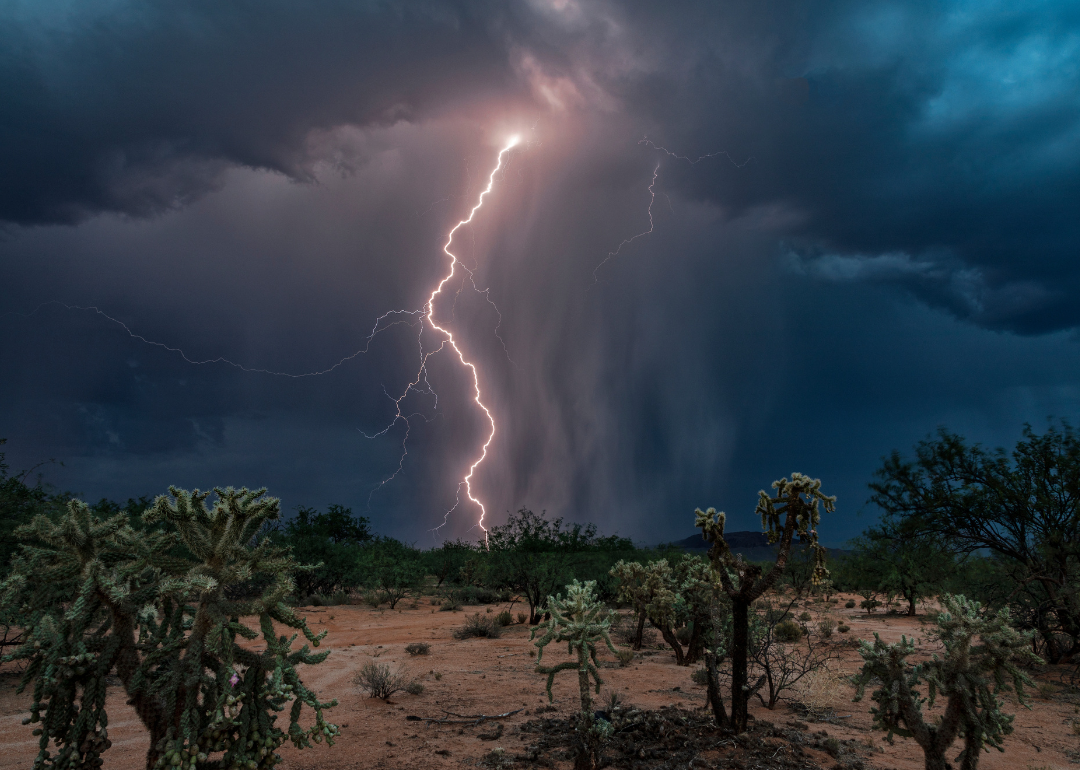 Lightning storm over Tuscon landscape.