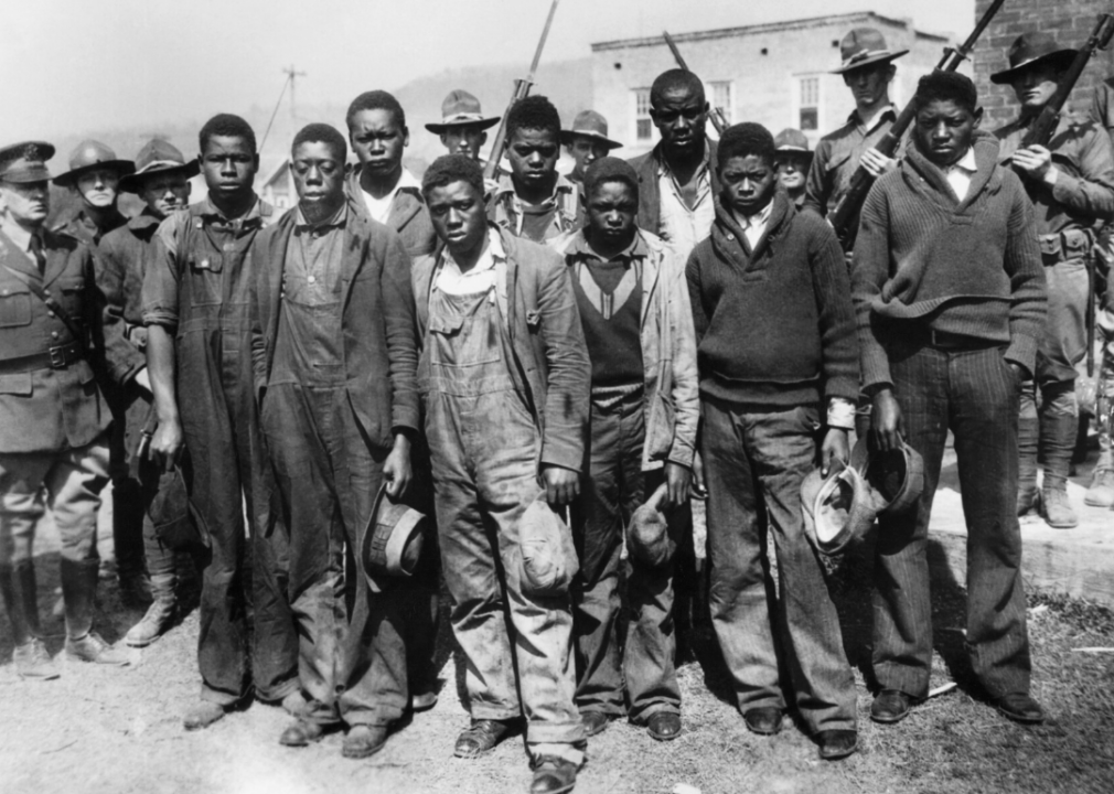 The young Black men accused in the Scottsboro rape case under the protection of National Guard on March 20, 1931, in Scottsboro, Alabama