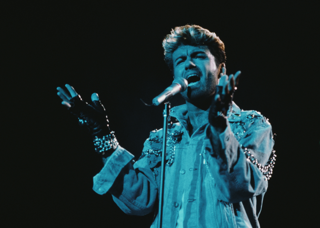 George Michael performing during Faith World Tour.
