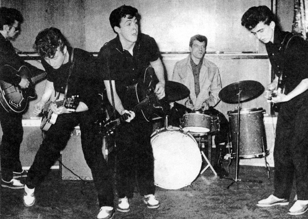 The Silver Beatles on stage in 1960.