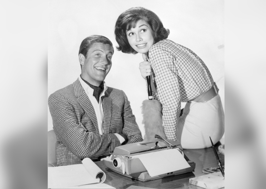 Dick Van Dyke and Mary Tyler Moore pose in a publicity photo.