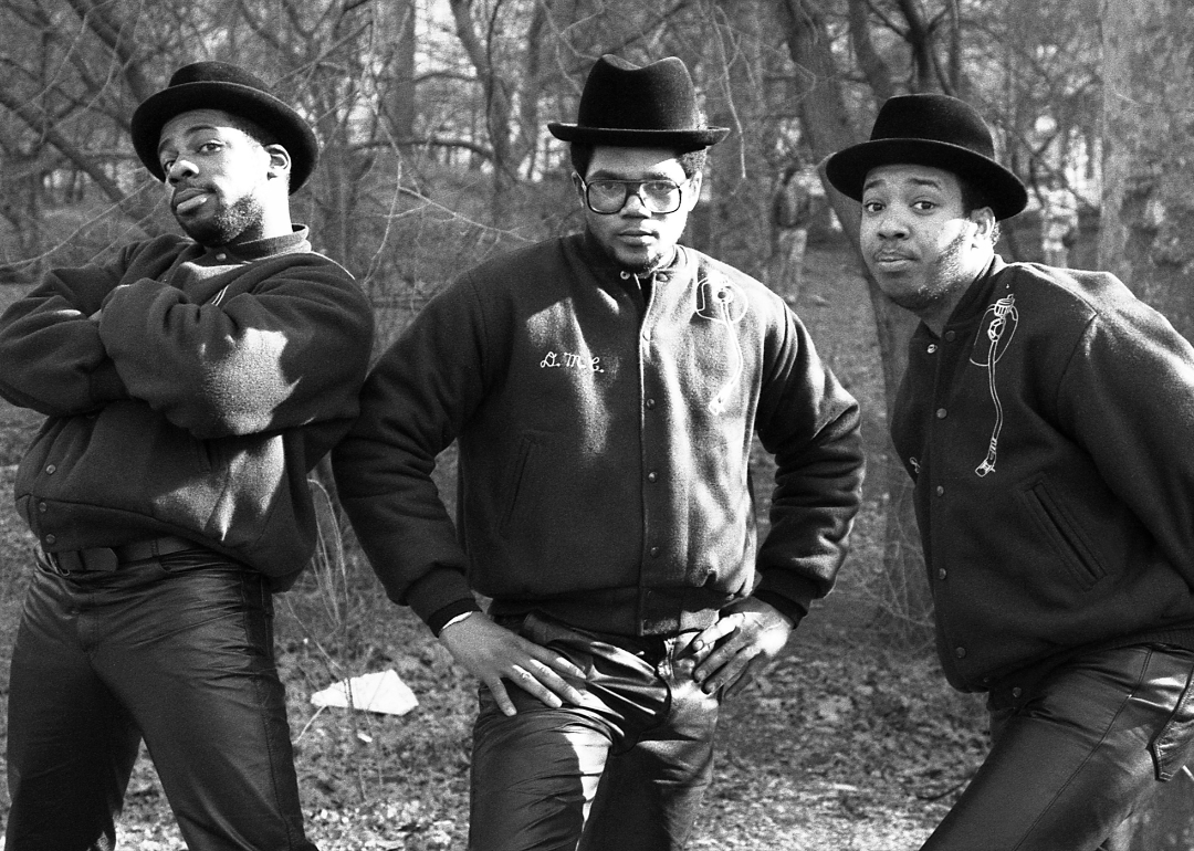 Run DMC pose for a portrait in 1984.