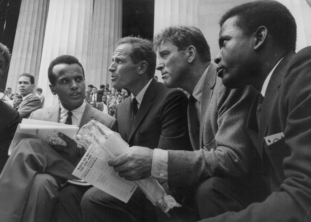 Harry Belafonte, Charlton Heston, Burt Lancaster and Sidney Poitier at the March on Washington.