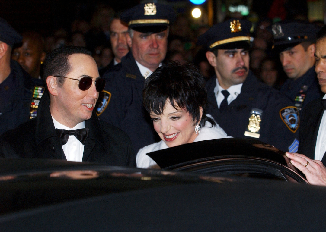 Liza Minelli and David Gest enter limo after wedding in New York.