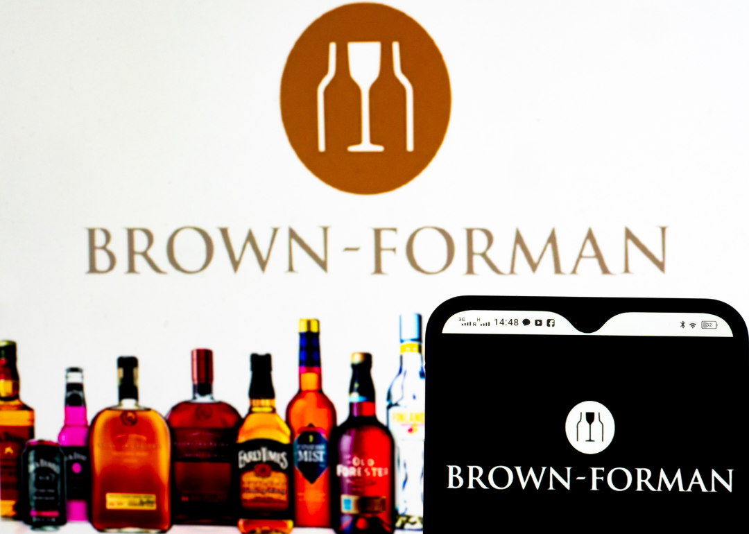 Brown-Forman Corporation logo with branded alcohol bottles