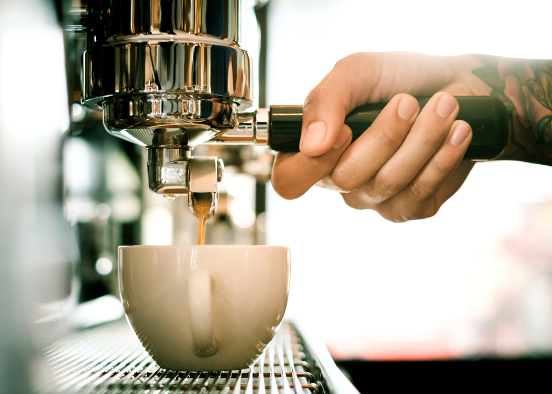 Barista preparing espresso.