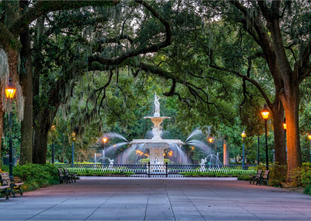 Forsyth Fountain in Savannah, Georgia.