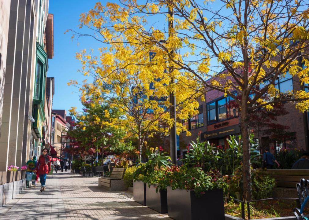 Downtown Ithaca in autumn.