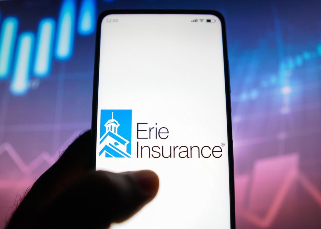 Erie Insurance logo on phone.
