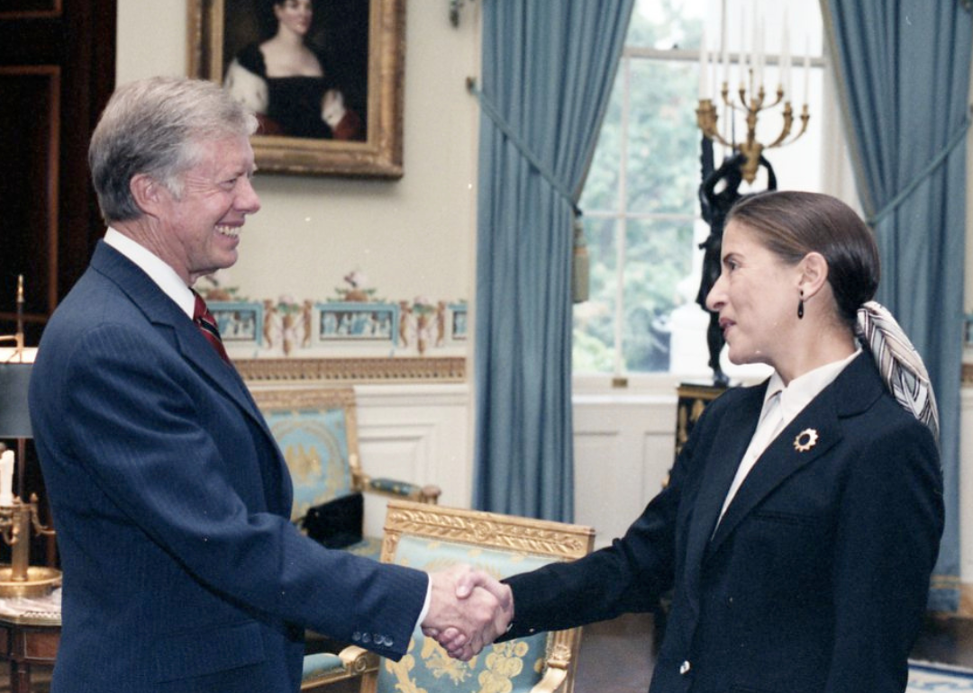 President Jimmy Carter with Ruth Bader Ginsburg at Reception for Women Federal Judges.