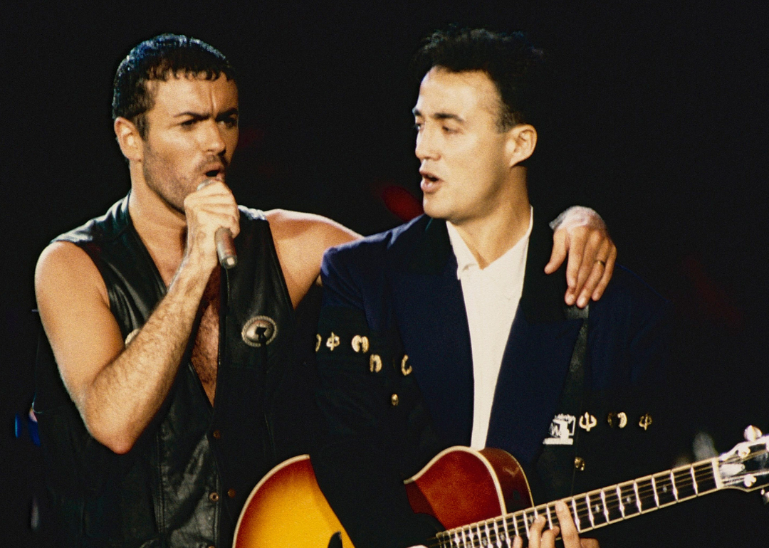 George Michael performs on stage during Rock in Rio II.