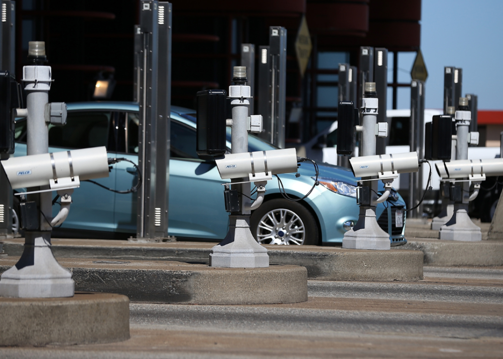 Toll lane cameras at electronic toll plaza