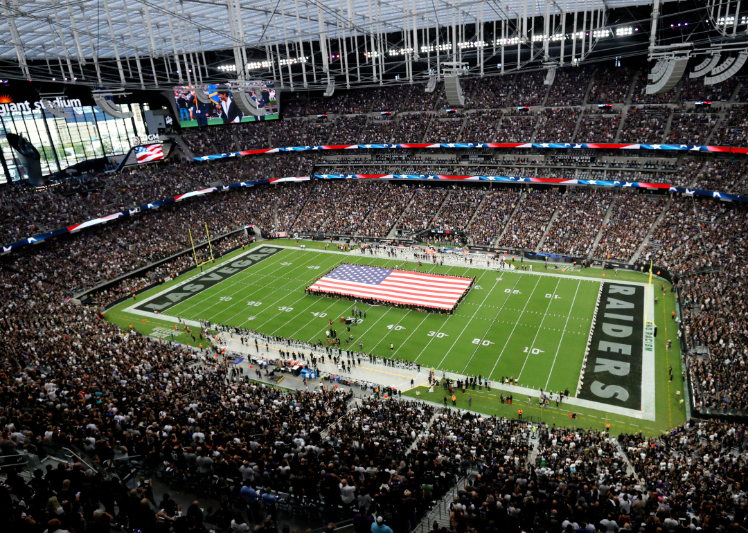 A general view inside Allegiant Stadium during a Las Vegas Raiders game.