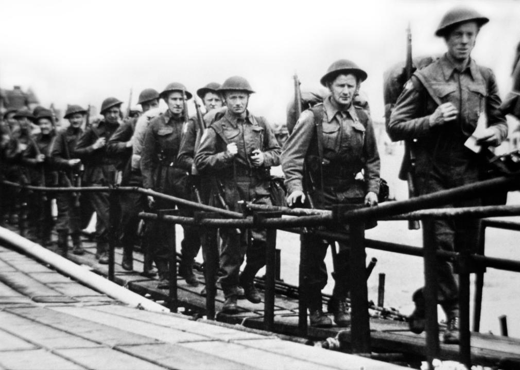 British troops embark at Southsea, Portsmouth, England, on June 5, 1944.