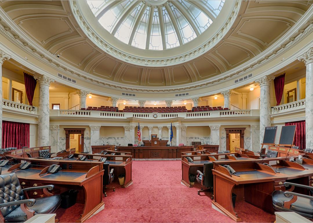 Idaho State Senate chamber at Idaho Capitol building.