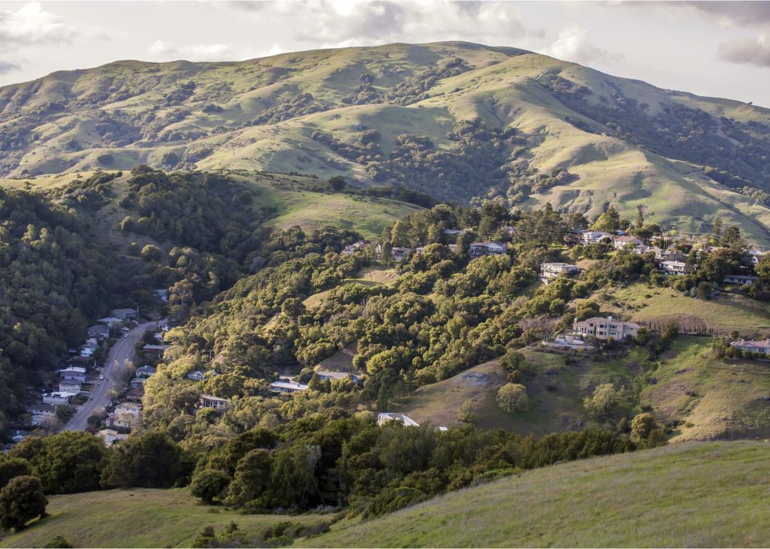 Aerial view of Marin County hills.