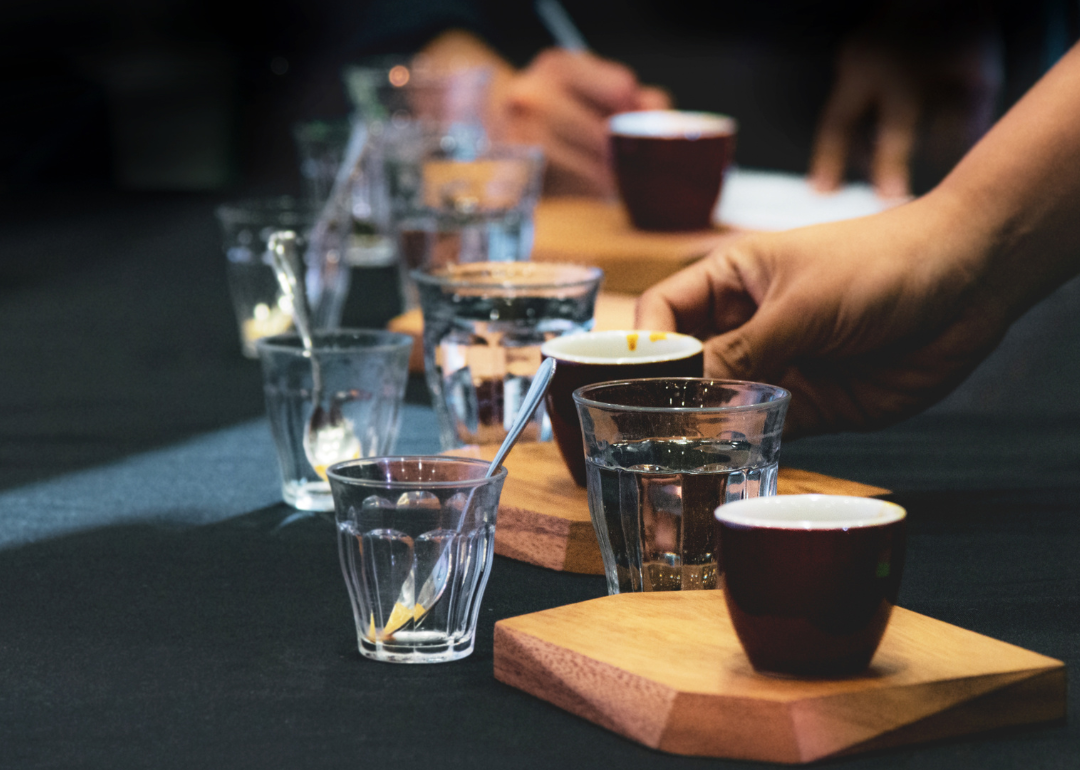 Professional cupping coffee.