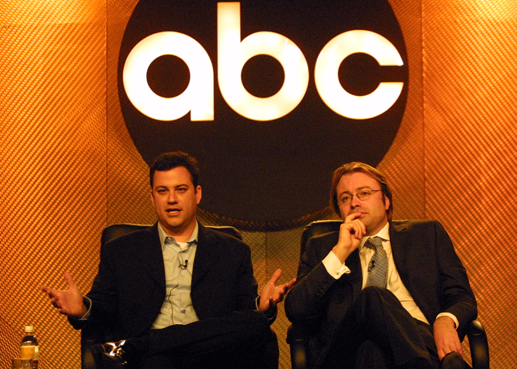 Jimmy Kimmel and producer Duncan Gray at a press event.
