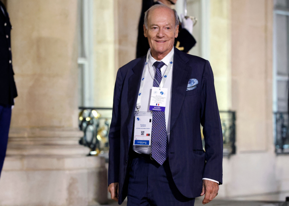 Prince Karim Aga Khan IV arrives for a dinner at Elysee Palace