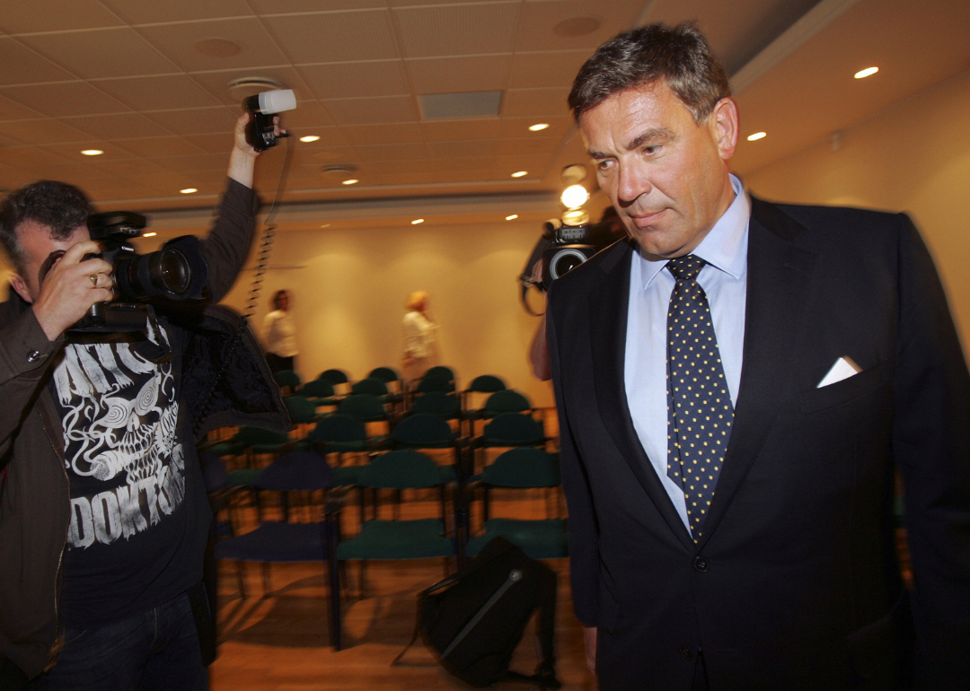 Stein Erik Hagen holds a press conference in Oslo.