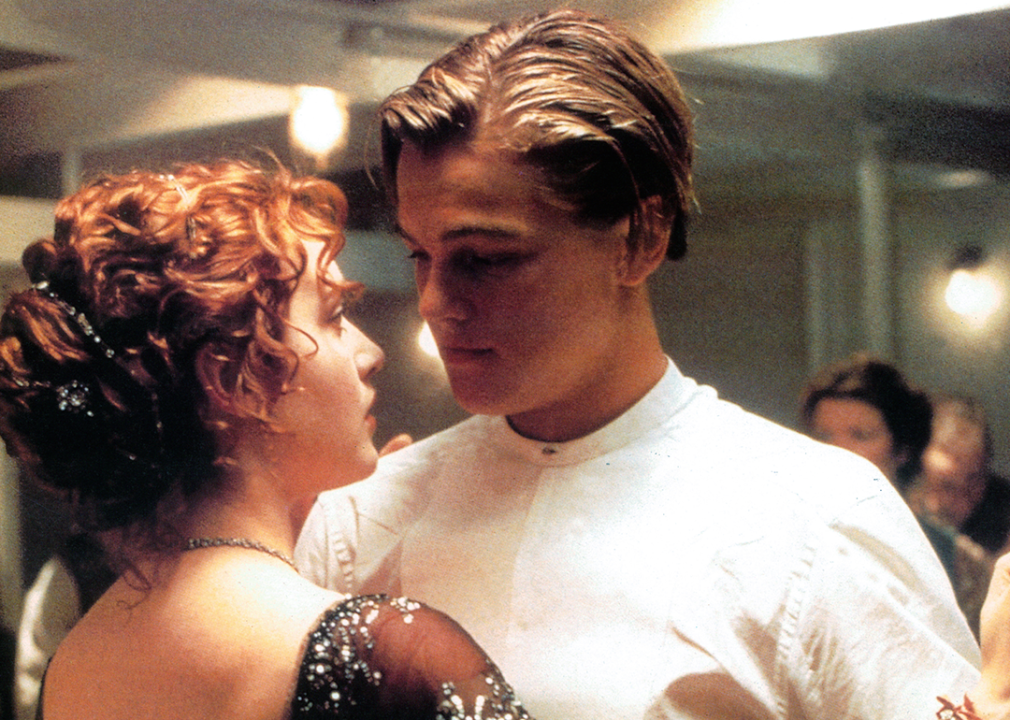 Kate Winslet and Leonardo DiCaprio dancing in a scene from the film ‘Titanic'.