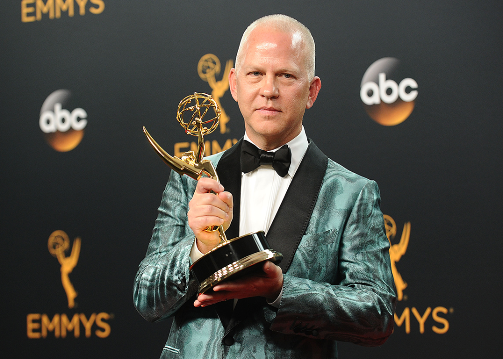 Ryan Murphy poses in the press room at the 68th annual Primetime Emmy Awards.