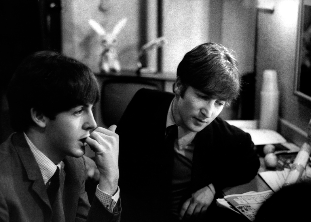 John Lennon and Paul McCartney backstage.