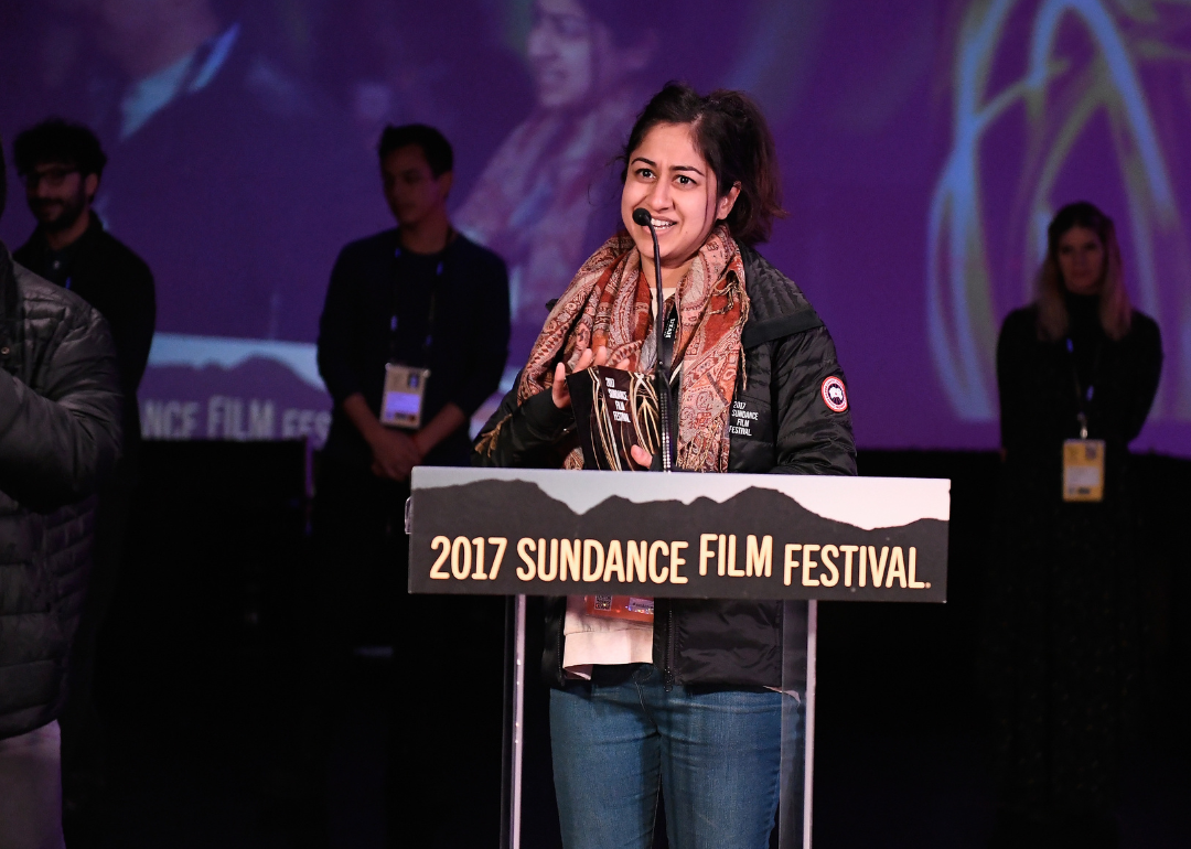 Anu Valia speaks onstage at Sundance Film Festival.