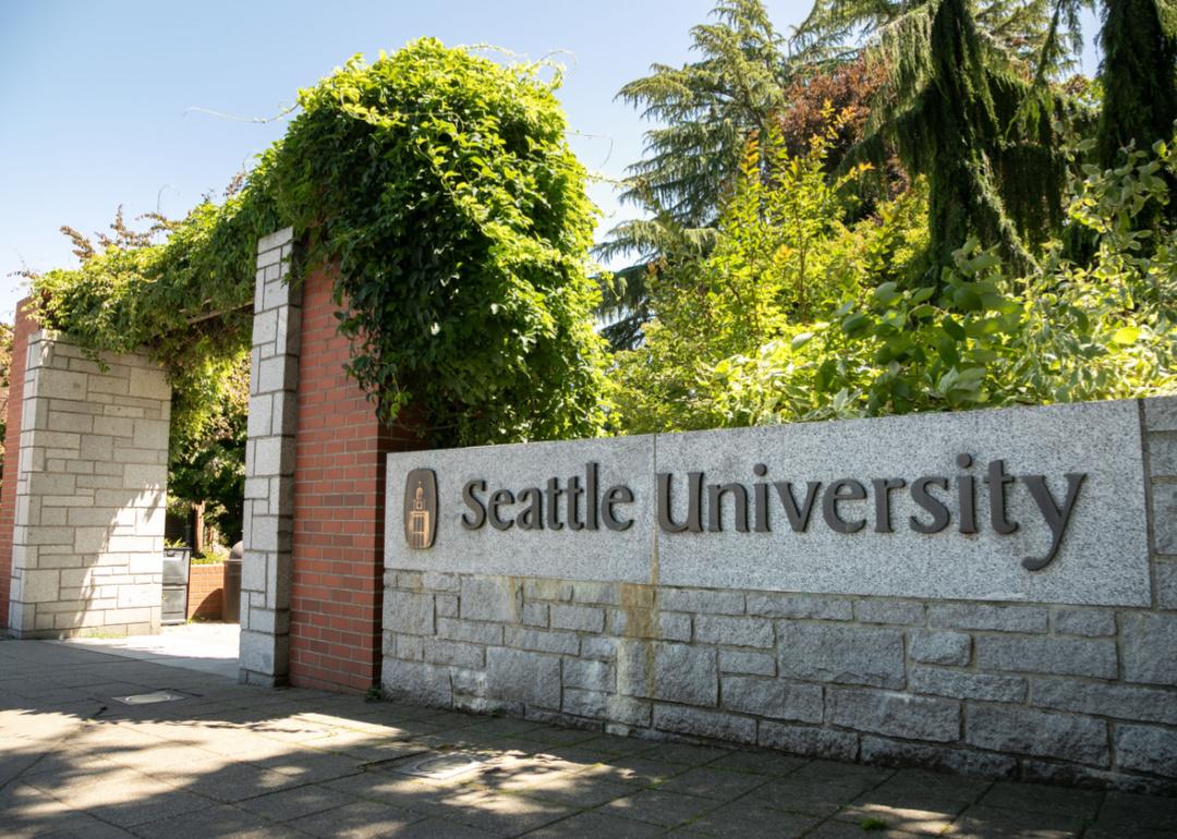 Seattle University sign on Capitol Hill campus.