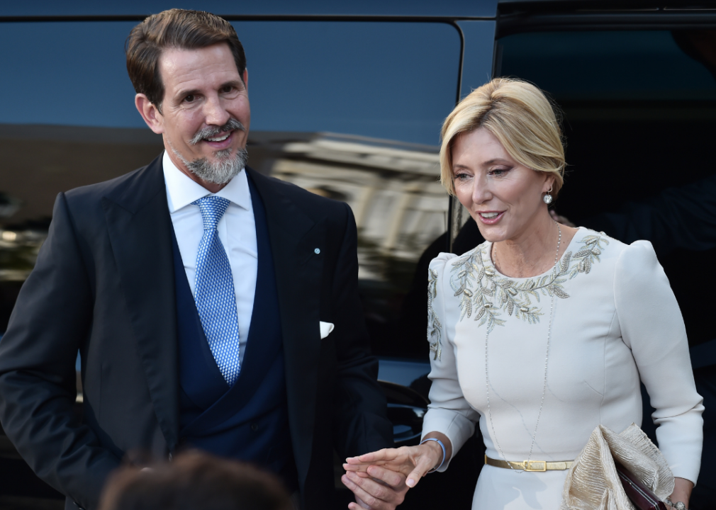 Prince Pavlos and Princess Marie-Chantal arrive at wedding ceremony