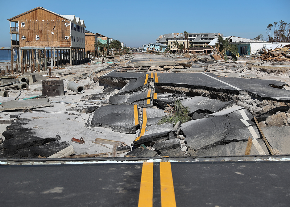Damage to State Road 98 in Mexico Beach, Florida.