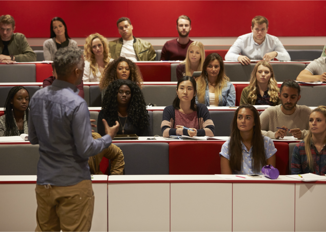 Professor gives lecture to students.