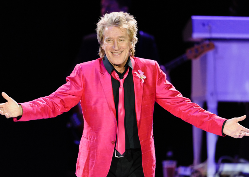 Rod Stewart performs onstage