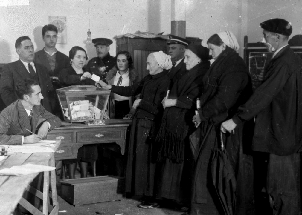 Women vote in an election in Spain on Nov. 5, 1933