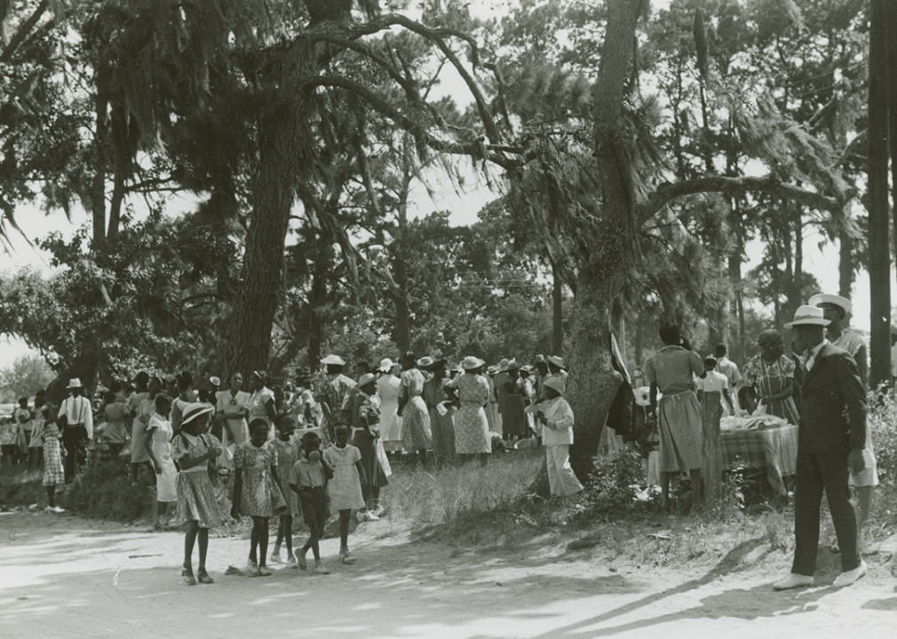 African Americans celebrating the Independence Day and picnicking in a park.