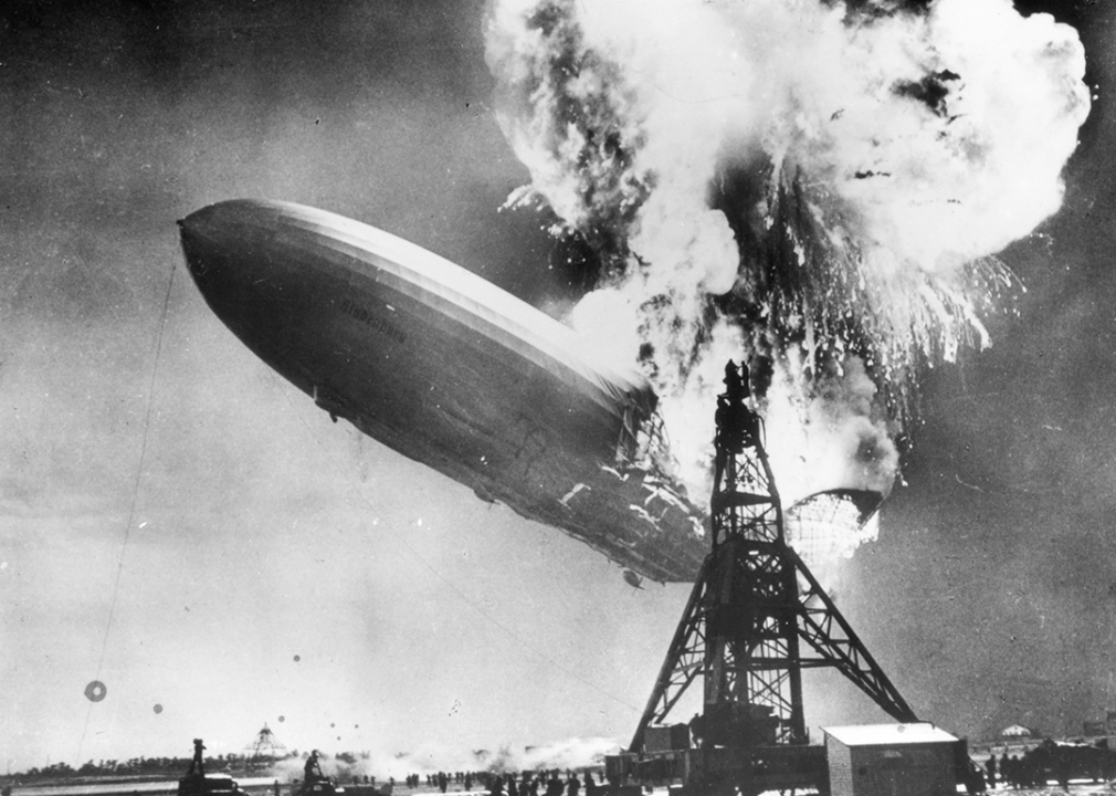 Explosion of the Hindenburg airship.