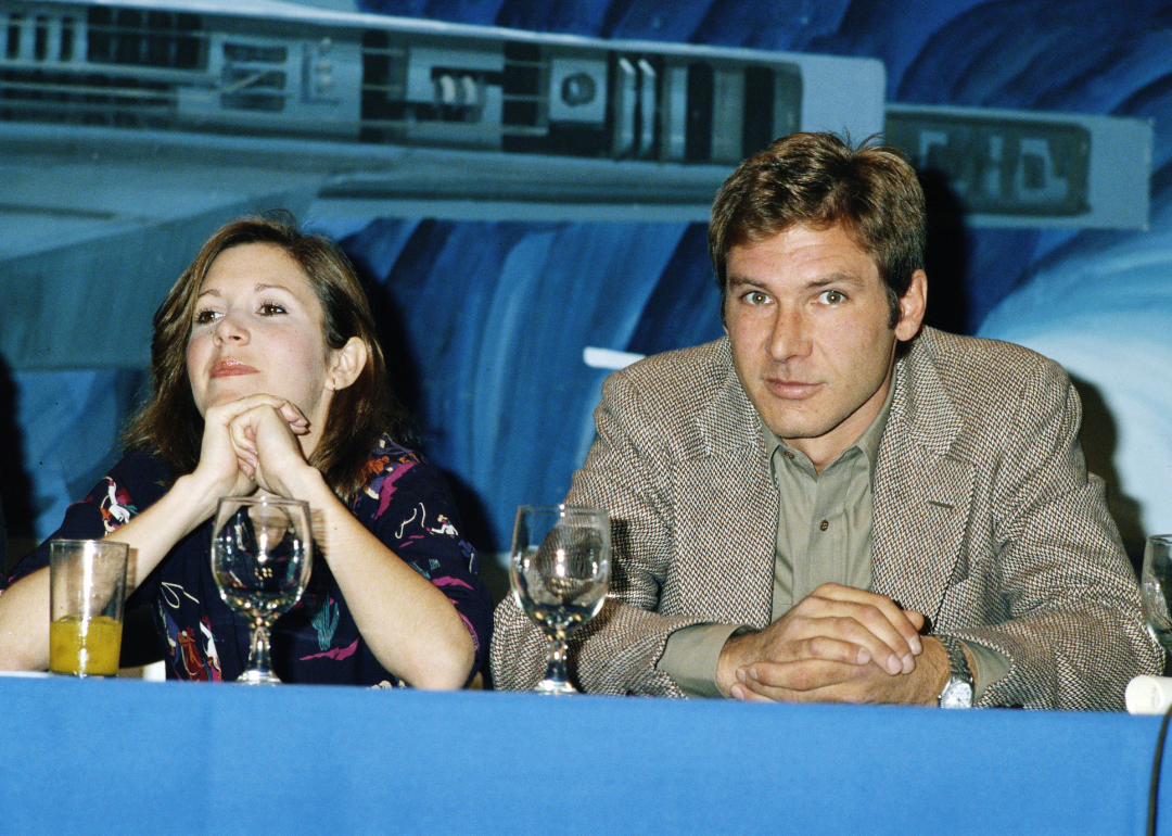 Carrie Fisher and Harrison Ford at a press conference