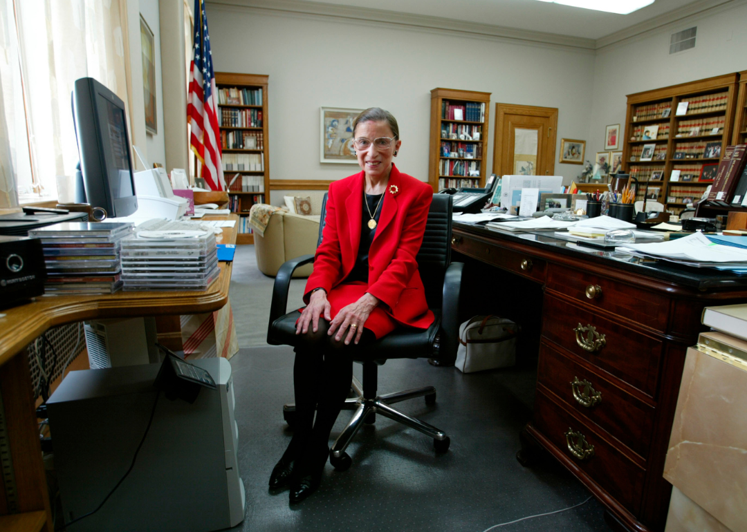 Supreme Court Justice Ruth Bader Ginsburg sits in her chambers.