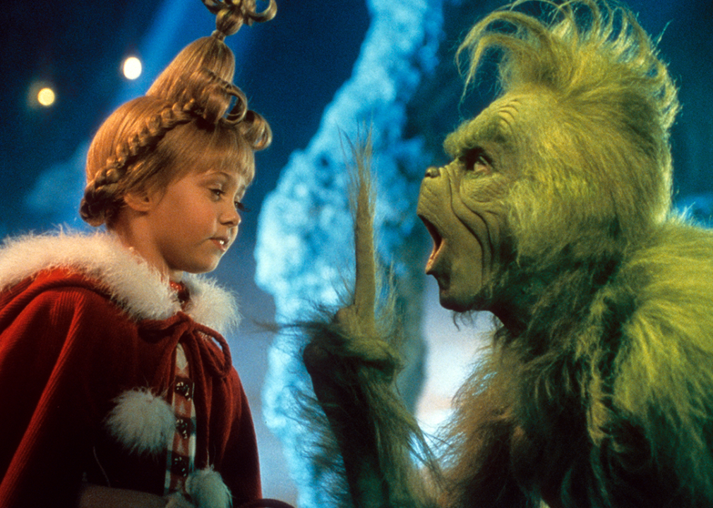 Taylor Momsen and Jim Carrey in How The Grinch Stole Christmas.