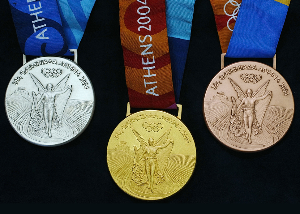 Set of medals for the Athens Olympics.