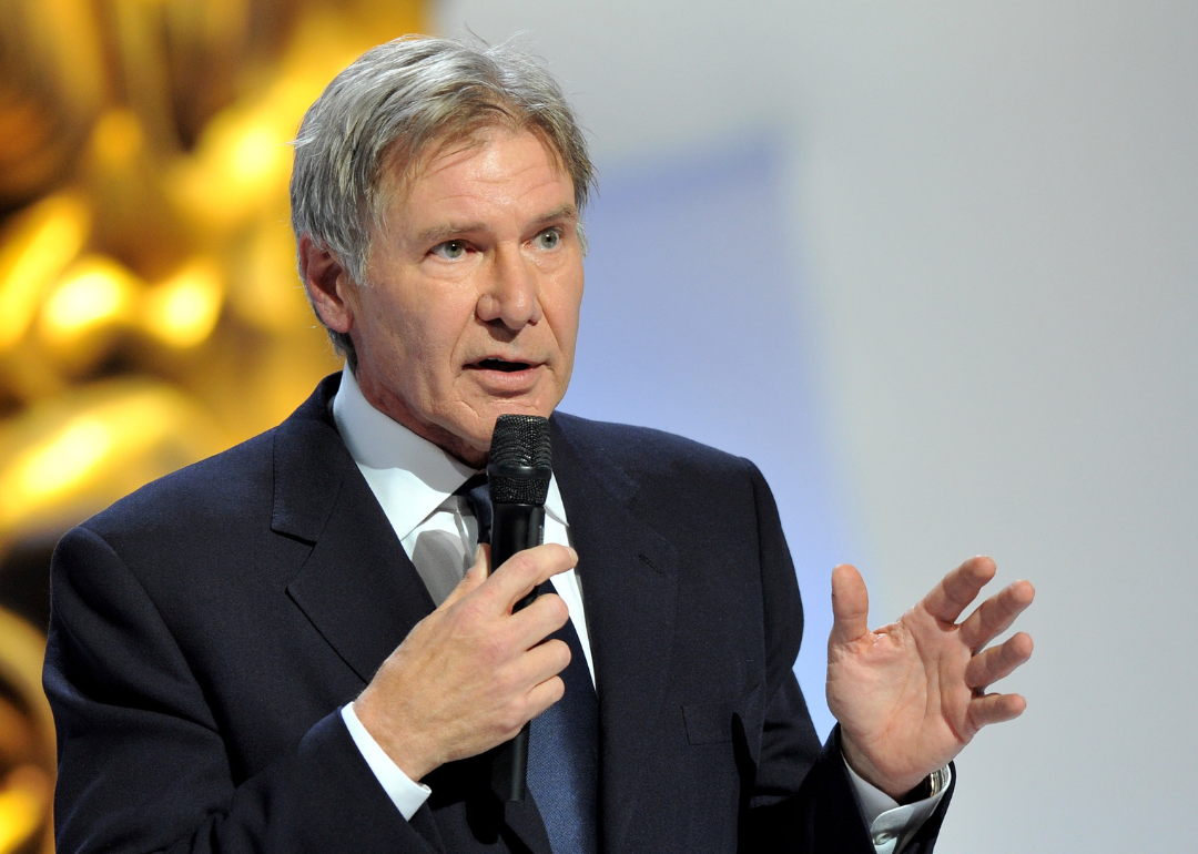 Harrison Ford speaks at an event