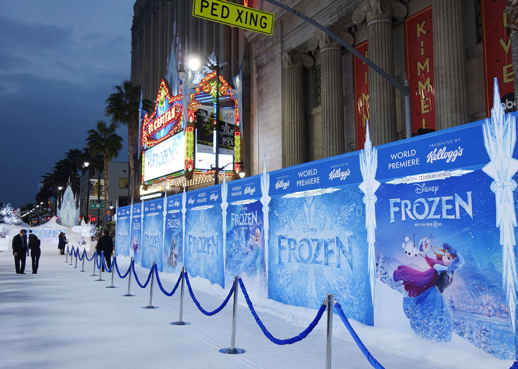 The white carpet outside the El Capitan Theater at the premiere of Frozen.