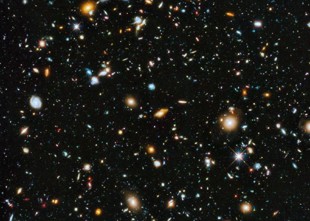 Deep space images captured by the Hubble telescope.