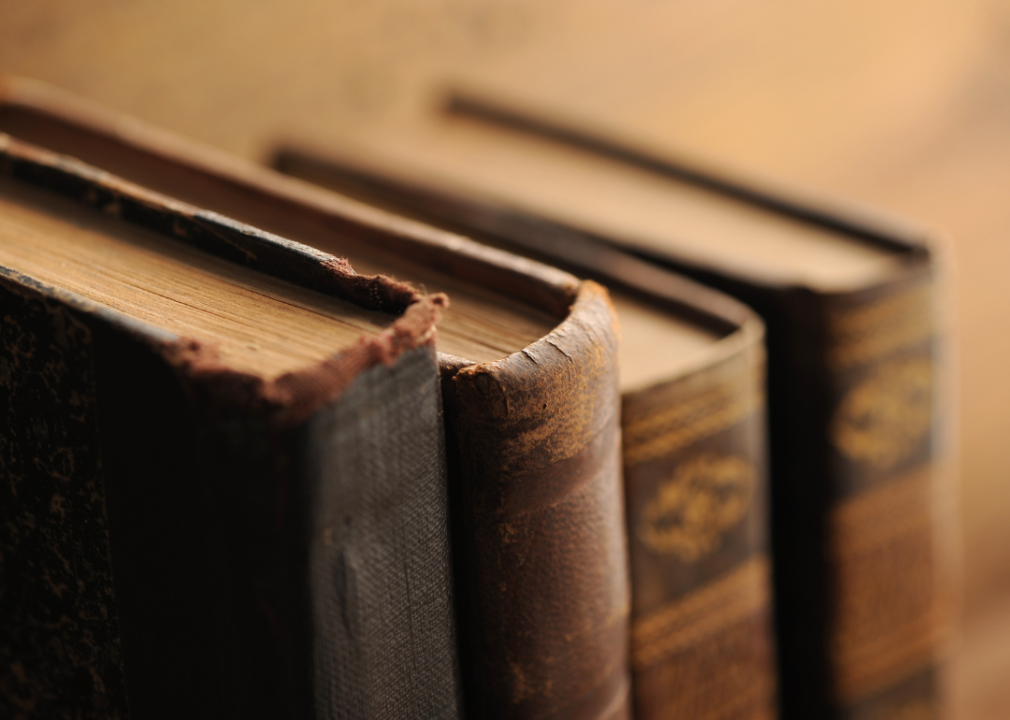 Crop view of vintage books